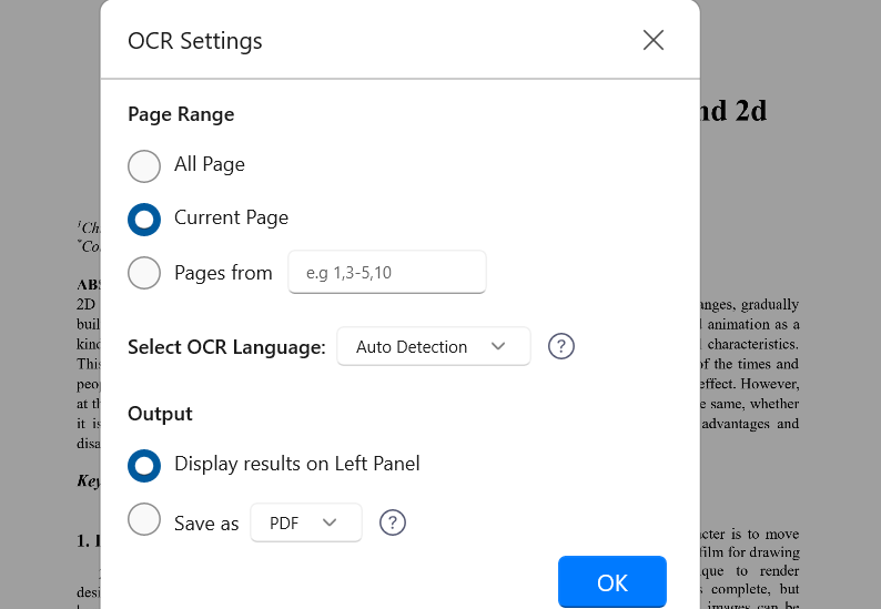 OCR setting